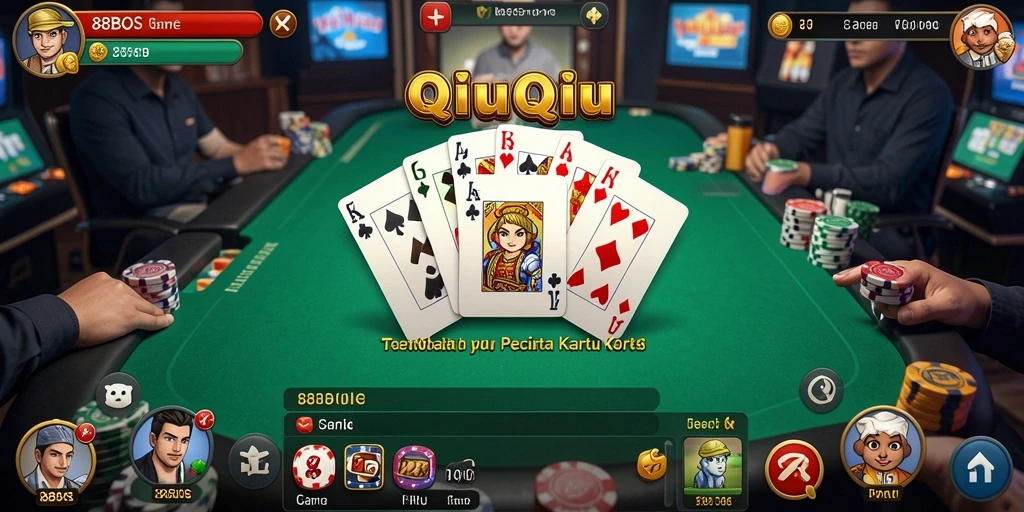 Tampilan gameplay seru dari 88BOS yang memperlihatkan aksi QiuQiu.