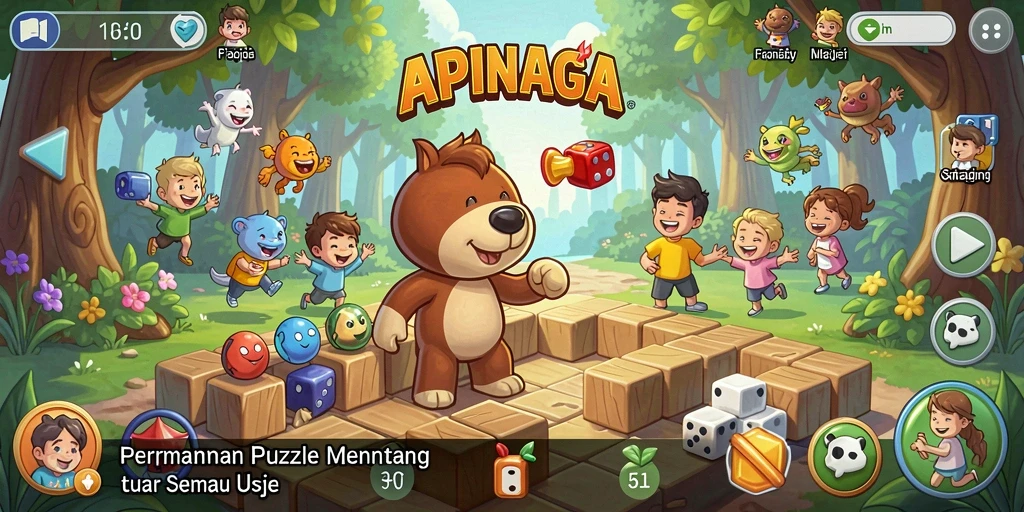 Screenshot gameplay <strong>APINAGA</strong> menampilkan suasana puzzle yang menyenangkan.