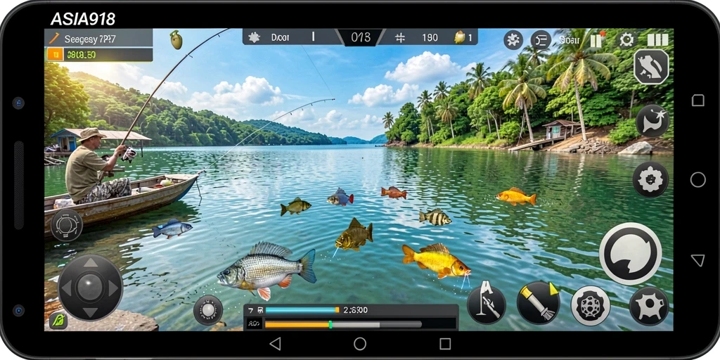 Tampilan gameplay memancing yang menarik di ASIA918.