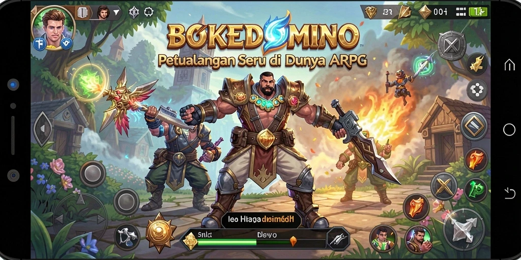 Tampilan aksi seru dalam gameplay ARPG BOKEDOMINO.