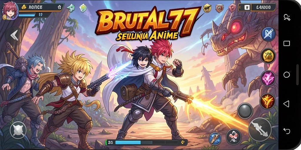 Tangkapan layar menampilkan aksi seru dalam game Anime BRUTAL77.