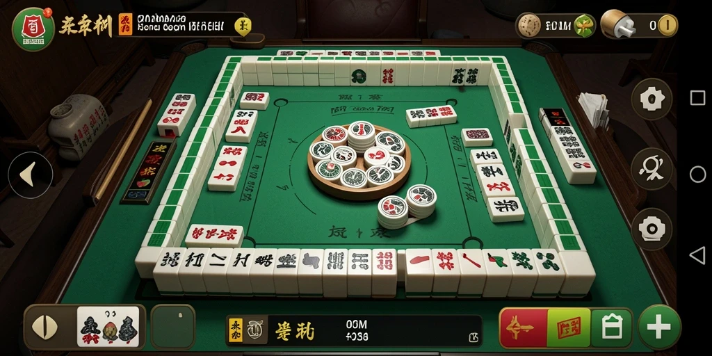 Tampilan gameplay menarik dari F200M dengan ubin Mahjong.