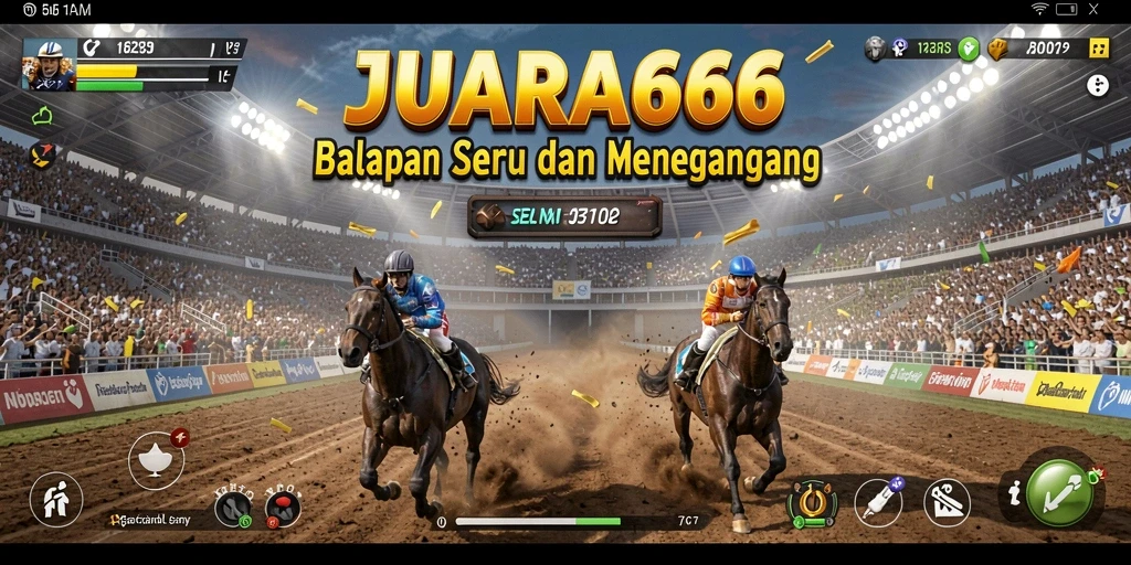 Screenshot gameplay JUARA666 menampilkan balapan yang mendebarkan di lintasan.