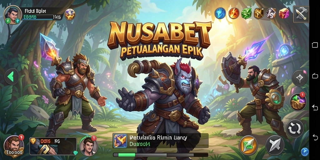 Tampilan gameplay NUSABET menampilkan karakter berk fighting dalam pertempuran epik.