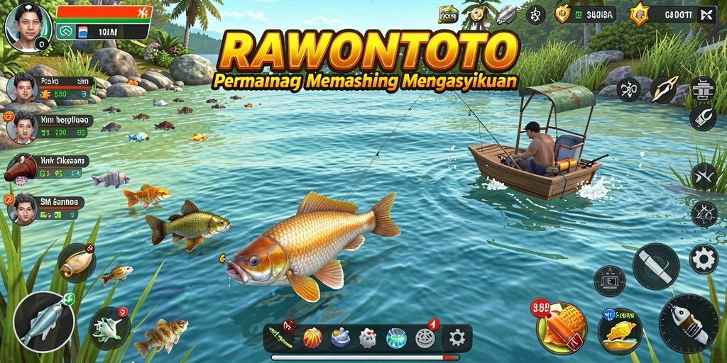 Tampilan gameplay <strong>RAWONTOTO</strong> yang menggambarkan keindahan memancing.