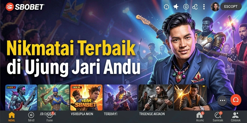 Screenshot SBOBET menampilkan antarmuka pengguna yang menarik untuk menjelajahi musik.